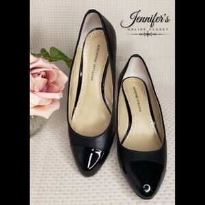 Adrienne Vittadini Women's Manassas Black Leather Wedges Size 8.5